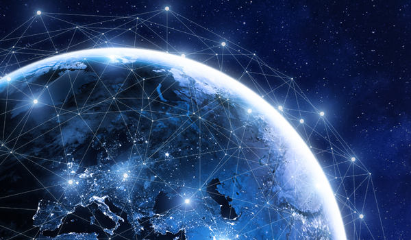 Communications grid around Earth